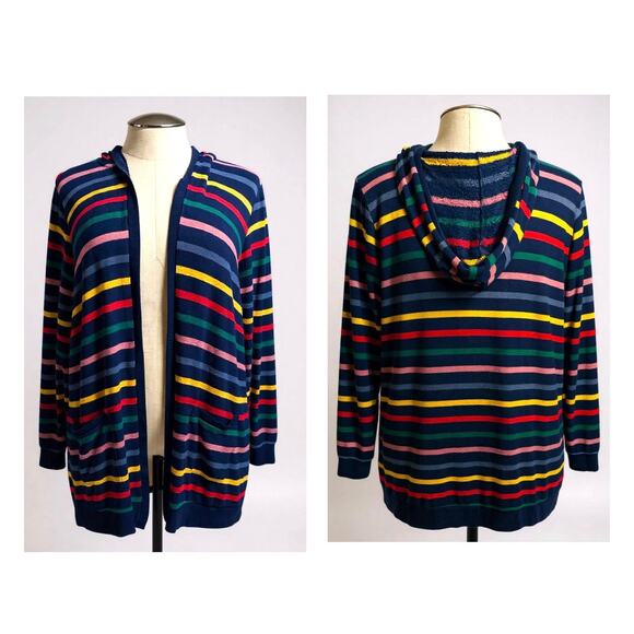 Torrid Plus Size 3 Doctor Who Rainbow Stripe Hooded Her Universe Open Cardigan - Picture 1 of 5